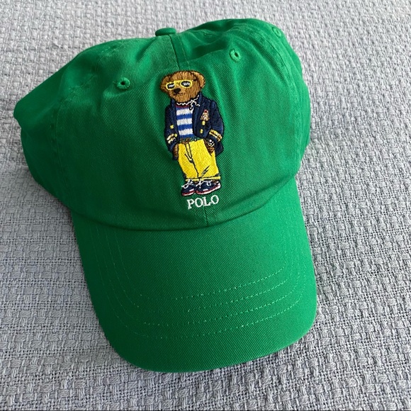 Polo Ralph Lauren Other - Polo Ralph Lauren Bear Chino Hat - Green - NEW - Baseball Cap Leather Strap